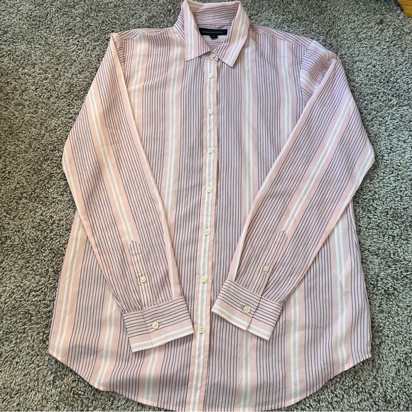 {Banana Republic} Pink and Blue Striped Button Down Shirt - Picture 1 of 7